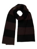 Mykt ribbestrikket kashmirskjerf med brede striper Mocha + Cashmere black stripes Én størrelse